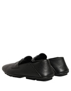 Dolce & Gabbana Black Deerskin Leather Driver Loafers Shoes Dolce & Gabbana