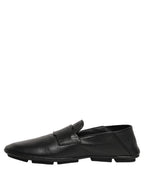 Dolce & Gabbana Black Deerskin Leather Driver Loafers Shoes Dolce & Gabbana