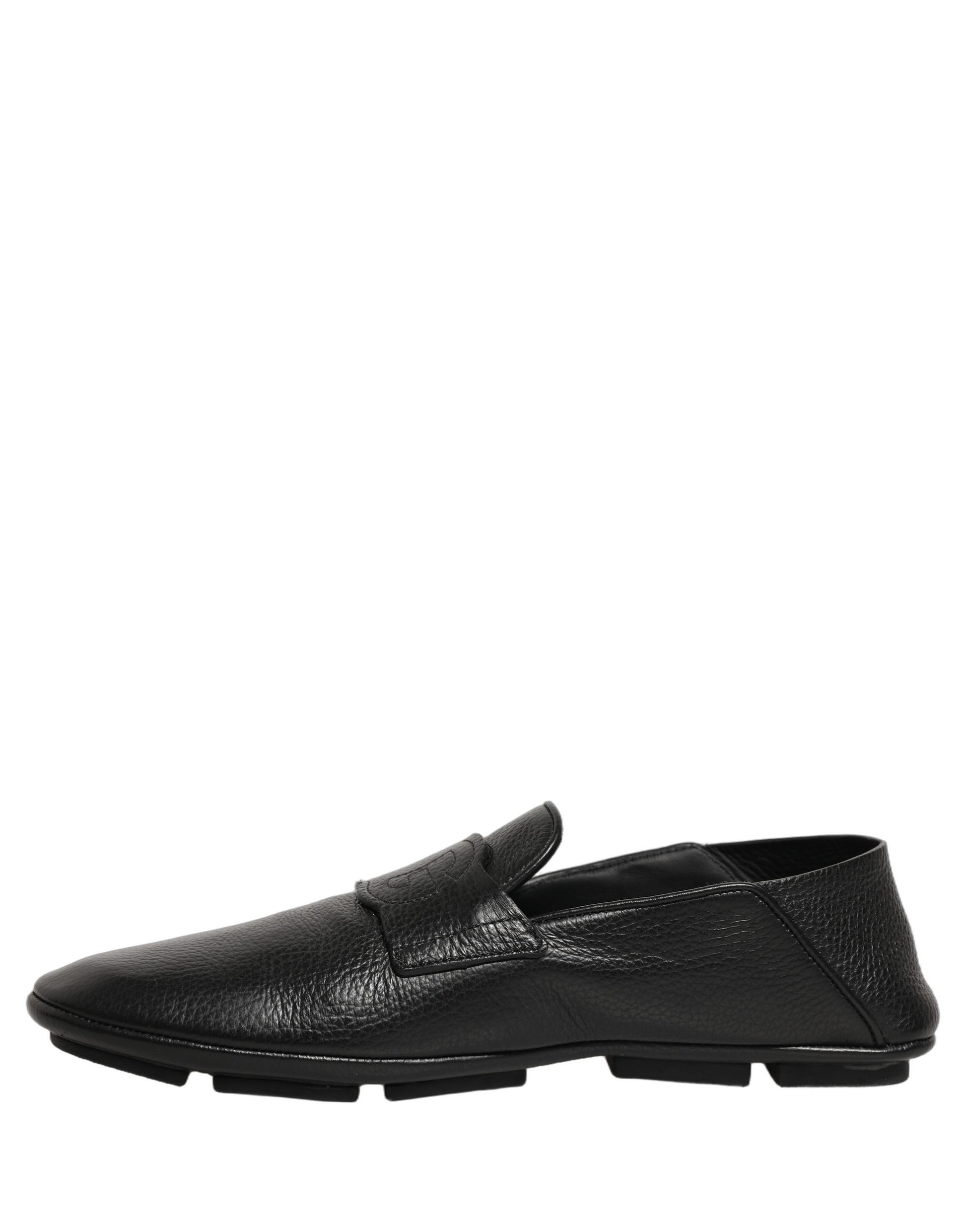Dolce & Gabbana Black Deerskin Leather Driver Loafers Shoes Dolce & Gabbana