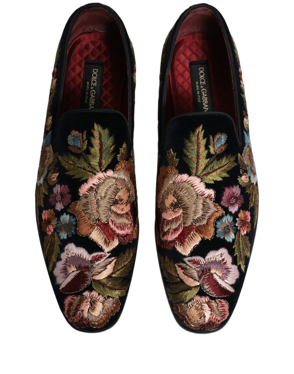 Dolce & Gabbana Black Velvet Floral Embroidery Loafers Shoes Dolce & Gabbana