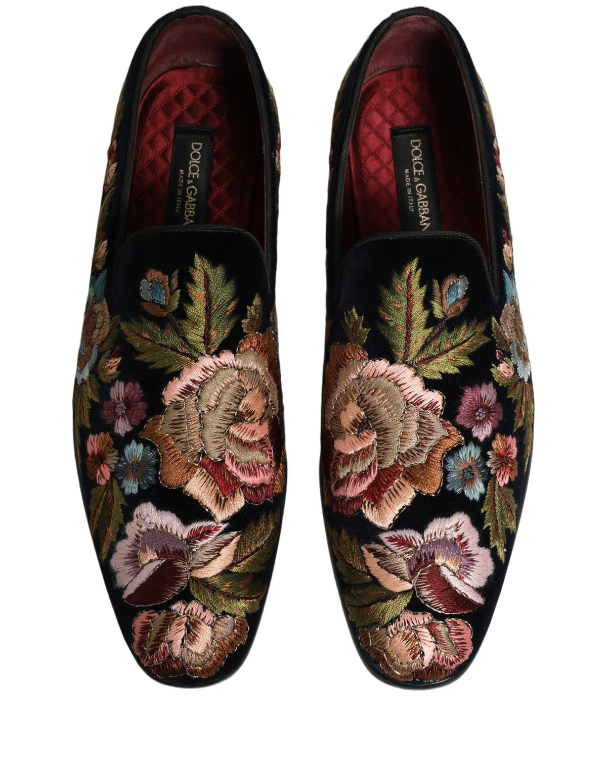 Dolce & Gabbana Black Velvet Floral Embroidery Loafers Shoes Dolce & Gabbana