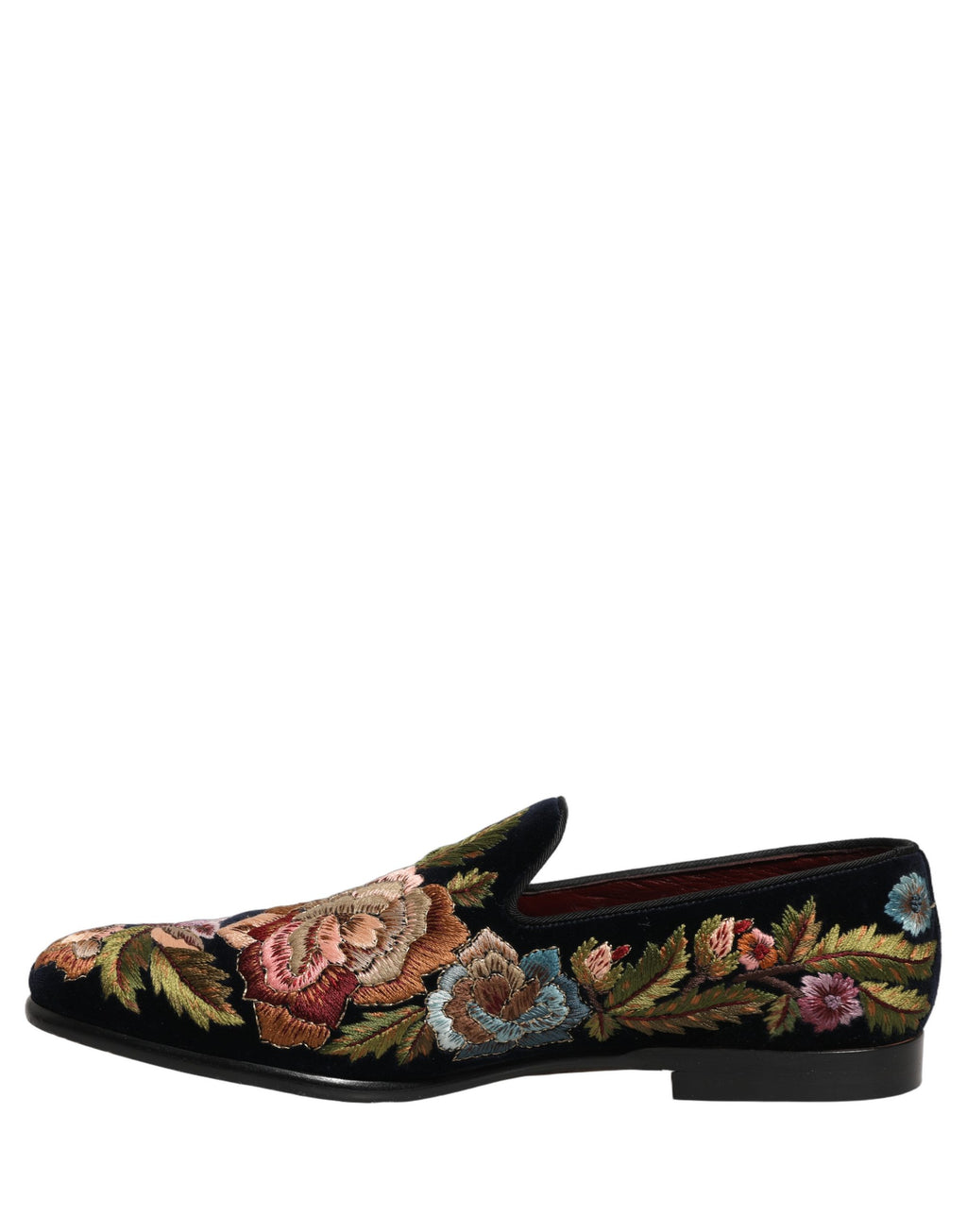 Dolce & Gabbana Black Velvet Floral Embroidery Loafers Shoes Dolce & Gabbana