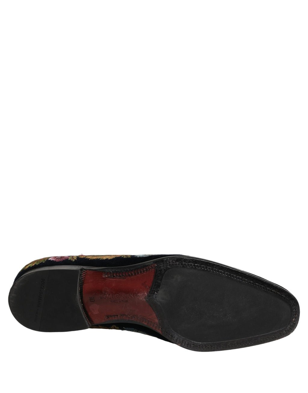 Dolce & Gabbana Black Velvet Floral Embroidery Loafers Shoes - Eljoys Fashion 