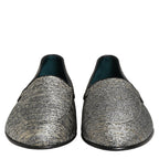 Dolce & Gabbana Gray Glitter Lurex DG Logo Dress Loafers Shoes Dolce & Gabbana