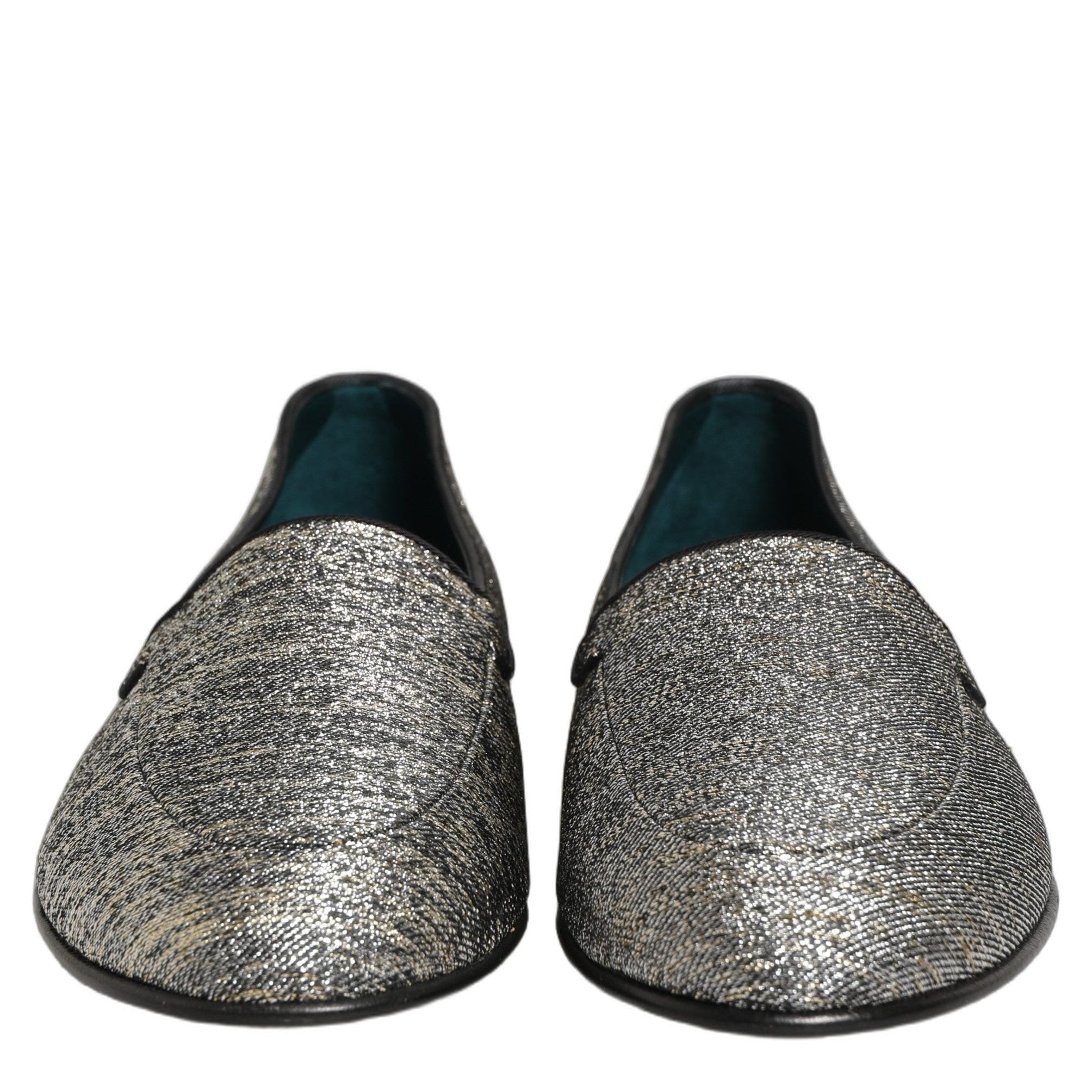 Dolce & Gabbana Gray Glitter Lurex DG Logo Dress Loafers Shoes Dolce & Gabbana