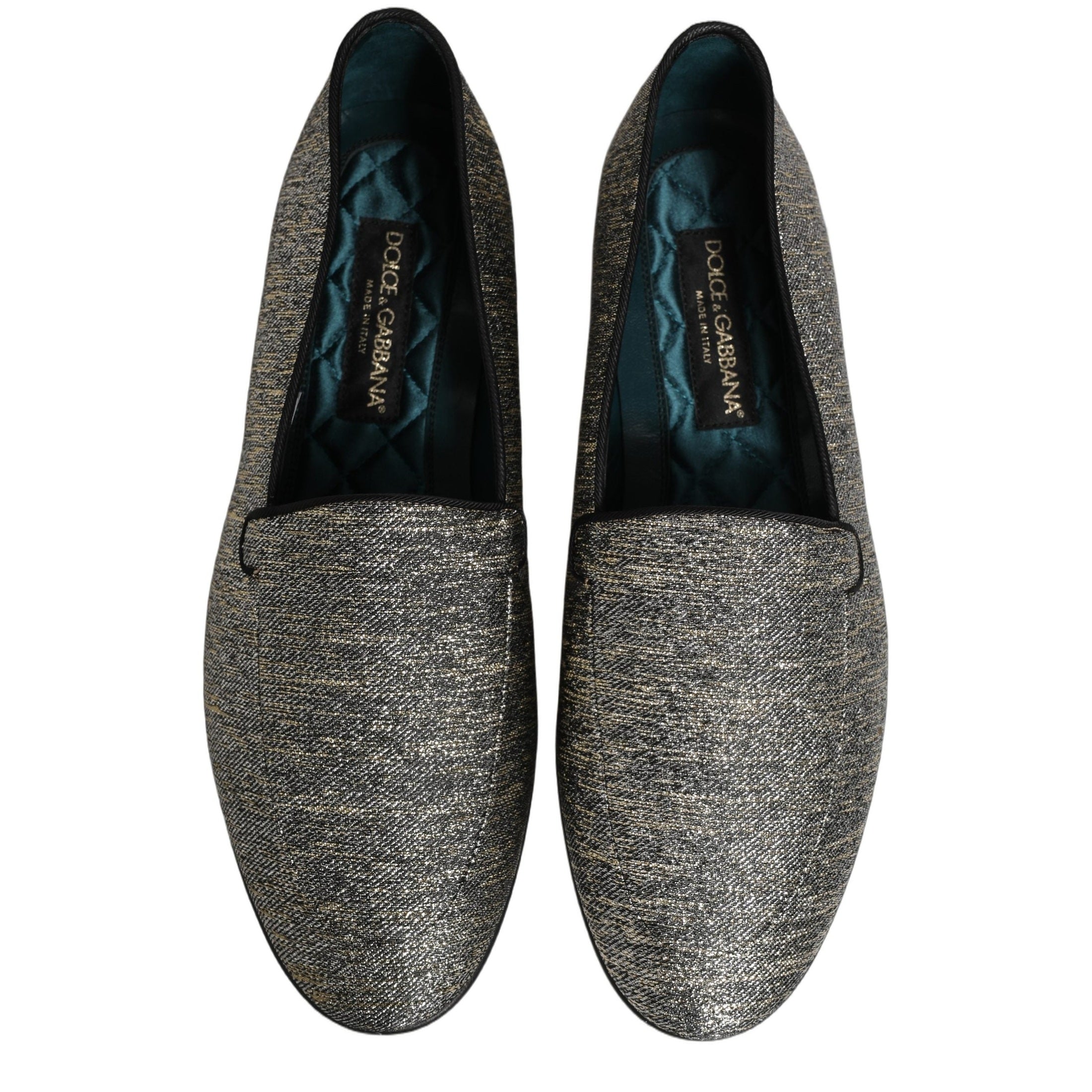 Dolce & Gabbana Gray Glitter Lurex DG Logo Dress Loafers Shoes Dolce & Gabbana