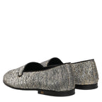 Dolce & Gabbana Gray Glitter Lurex DG Logo Dress Loafers Shoes Dolce & Gabbana