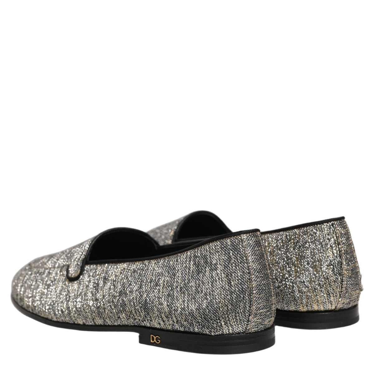 Dolce & Gabbana Gray Glitter Lurex DG Logo Dress Loafers Shoes Dolce & Gabbana