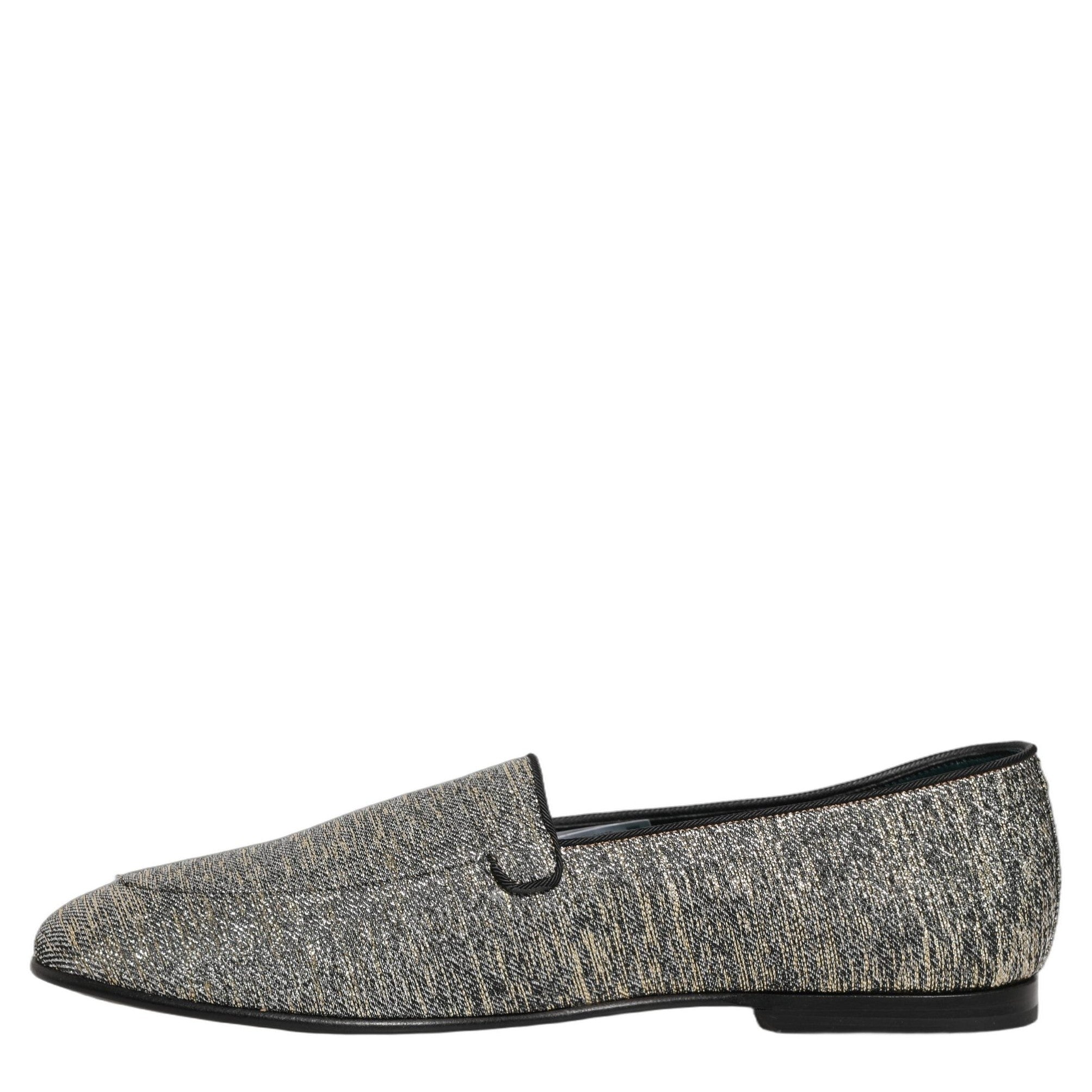 Dolce & Gabbana Gray Glitter Lurex DG Logo Dress Loafers Shoes Dolce & Gabbana
