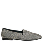 Dolce & Gabbana Gray Glitter Lurex DG Logo Dress Loafers Shoes Dolce & Gabbana