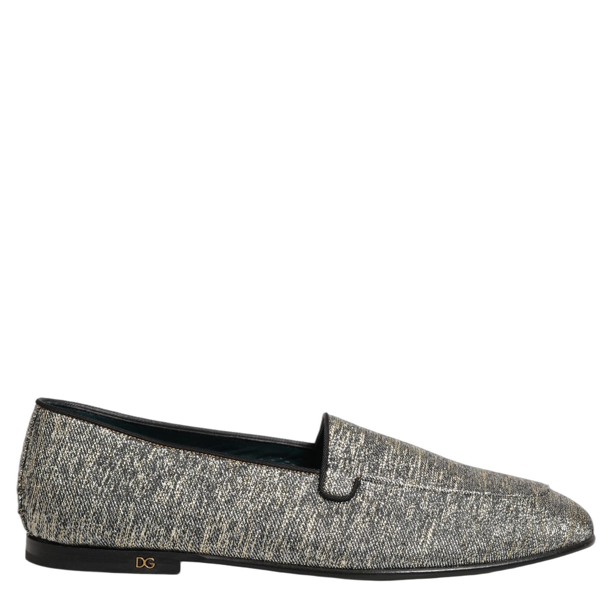 Dolce & Gabbana Gray Glitter Lurex DG Logo Dress Loafers Shoes Dolce & Gabbana