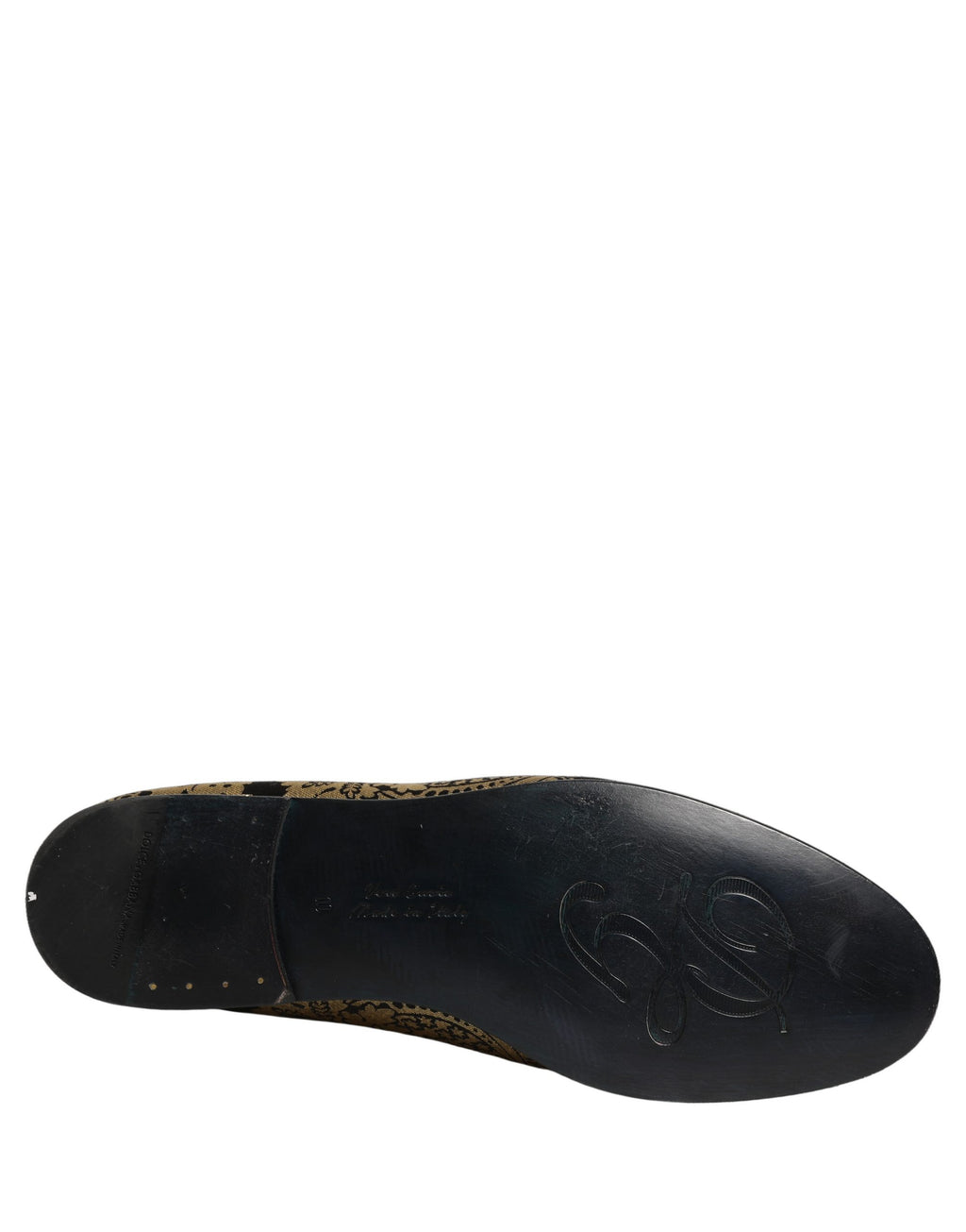 Dolce & Gabbana Gold Jacquard Leather Slip On Loafers Shoes Dolce & Gabbana