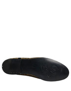 Dolce & Gabbana Gold Jacquard Leather Slip On Loafers Shoes Dolce & Gabbana