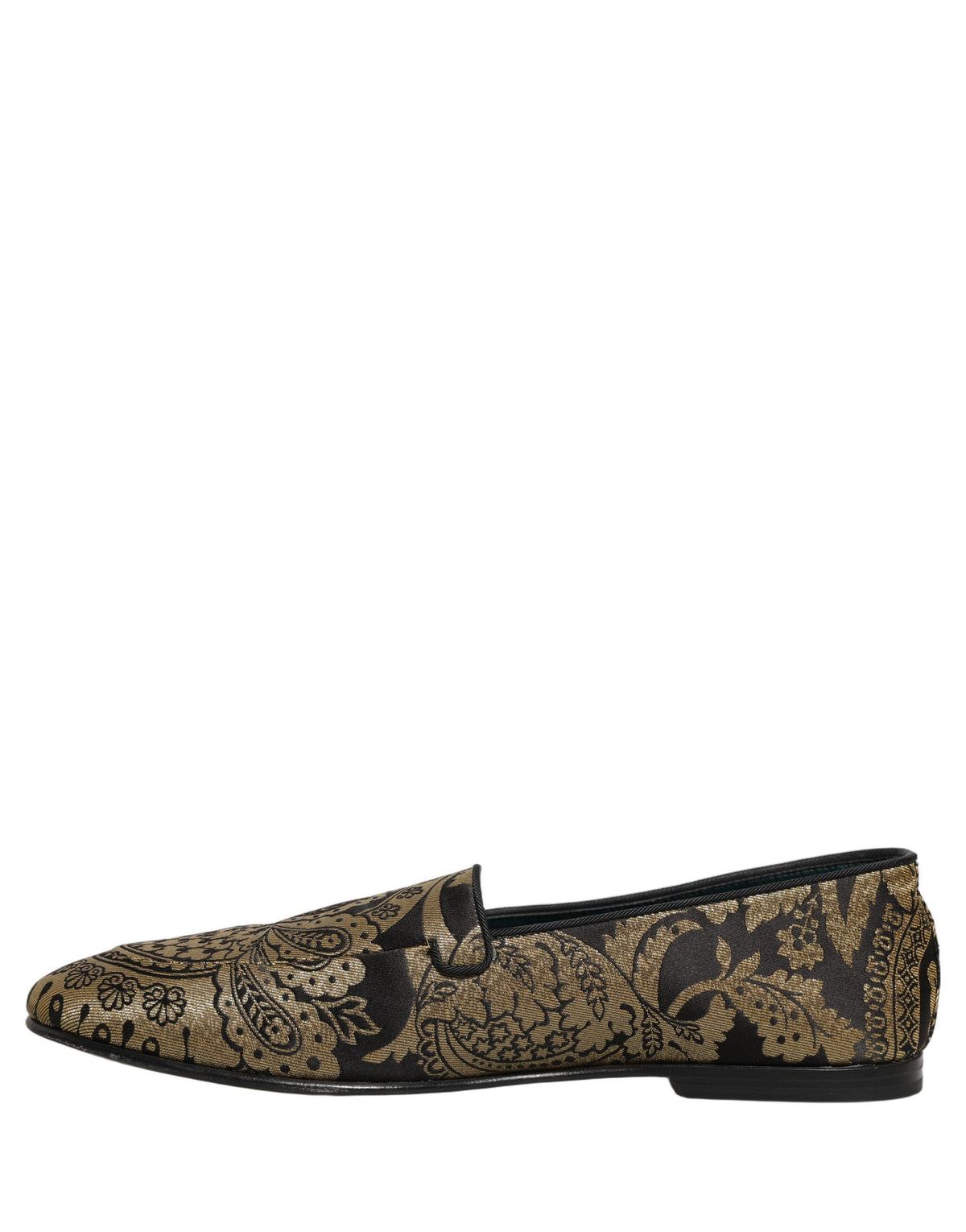 Dolce & Gabbana Gold Jacquard Leather Slip On Loafers Shoes Dolce & Gabbana