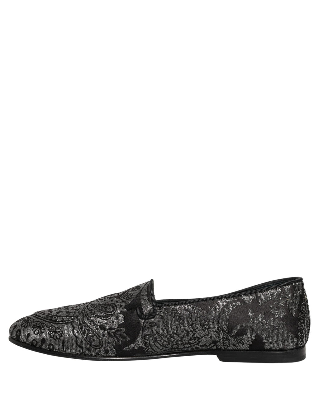 Dolce & Gabbana Silver Jacquard Leather Slip On Loafers Shoes Dolce & Gabbana