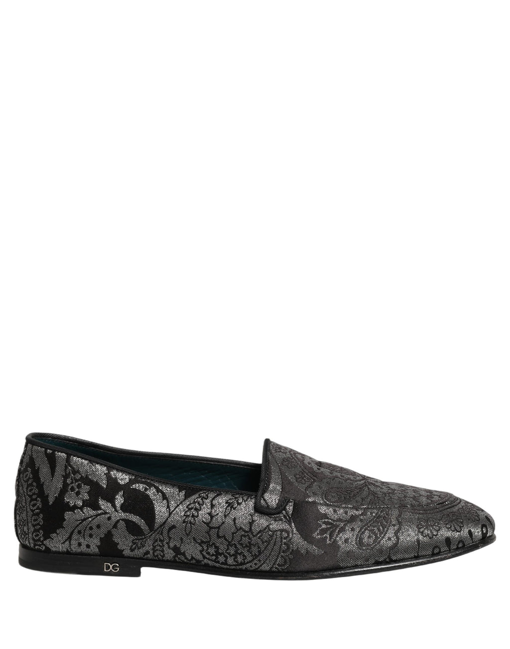 Dolce & Gabbana Silver Jacquard Leather Slip On Loafers Shoes Dolce & Gabbana