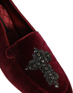 Dolce & Gabbana Red Suede Embellished Men Dress Loafers Shoes Dolce & Gabbana