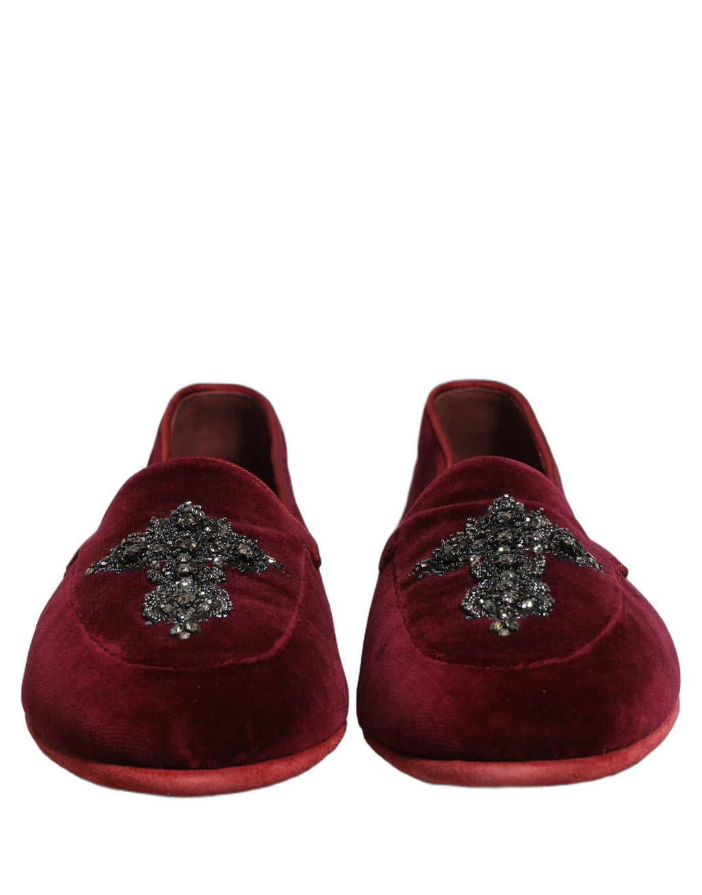 Dolce & Gabbana Red Suede Embellished Men Dress Loafers Shoes Dolce & Gabbana