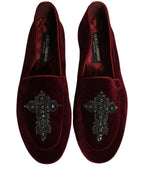 Dolce & Gabbana Red Suede Embellished Men Dress Loafers Shoes Dolce & Gabbana