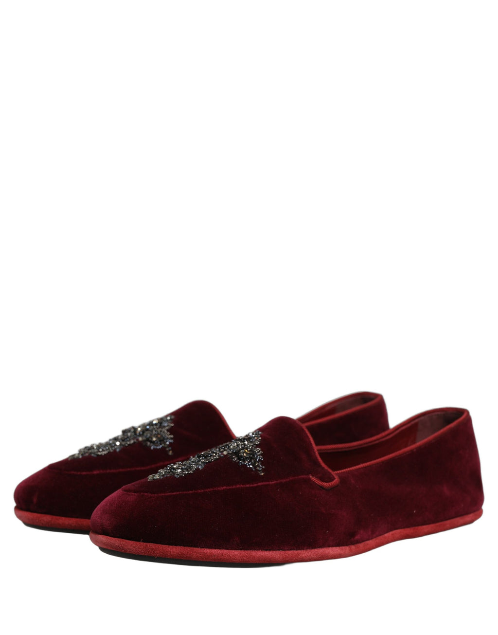 Dolce & Gabbana Red Suede Embellished Men Dress Loafers Shoes Dolce & Gabbana