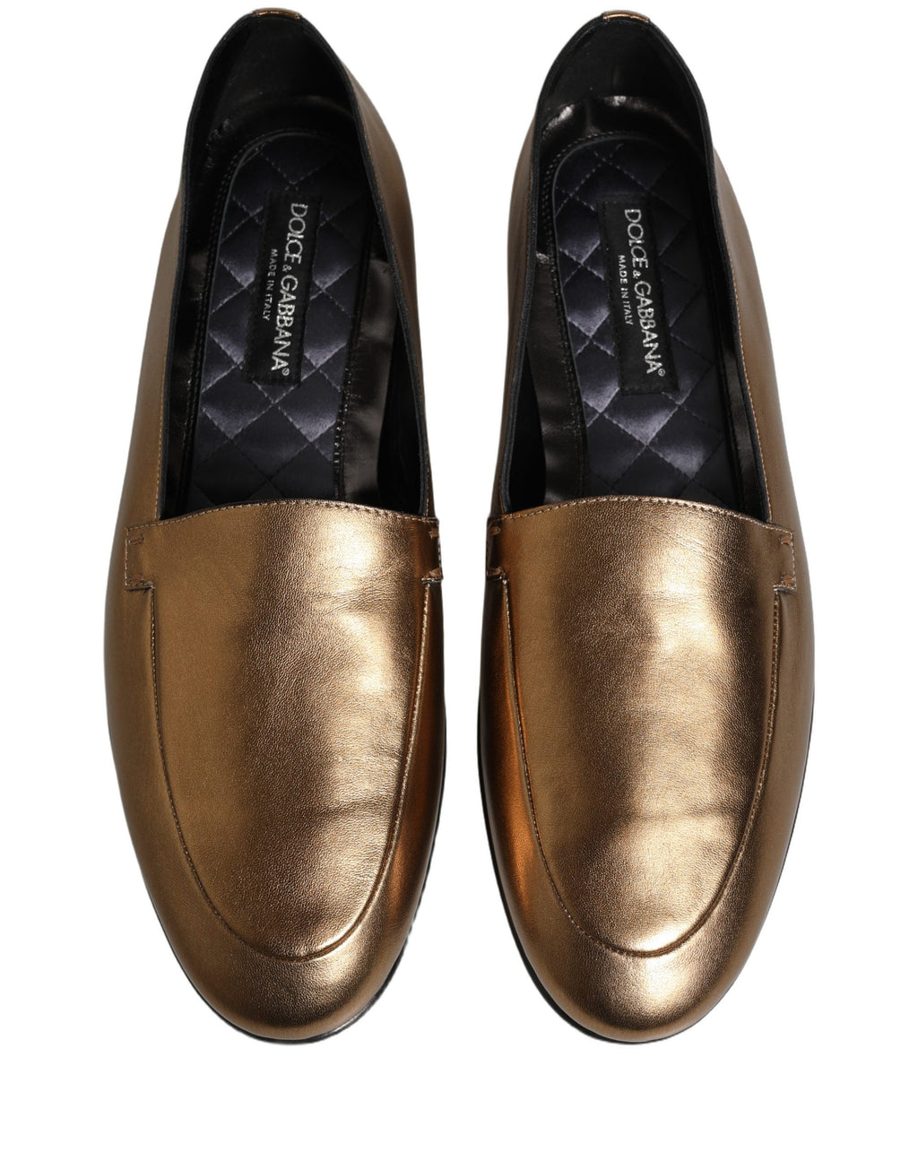 Dolce & Gabbana Gold Leather DG Logo Slip On Men Loafers Shoes Dolce & Gabbana