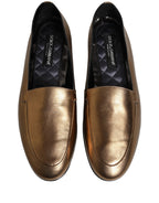 Dolce & Gabbana Gold Leather DG Logo Slip On Men Loafers Shoes Dolce & Gabbana