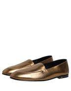 Dolce & Gabbana Gold Leather DG Logo Slip On Men Loafers Shoes Dolce & Gabbana