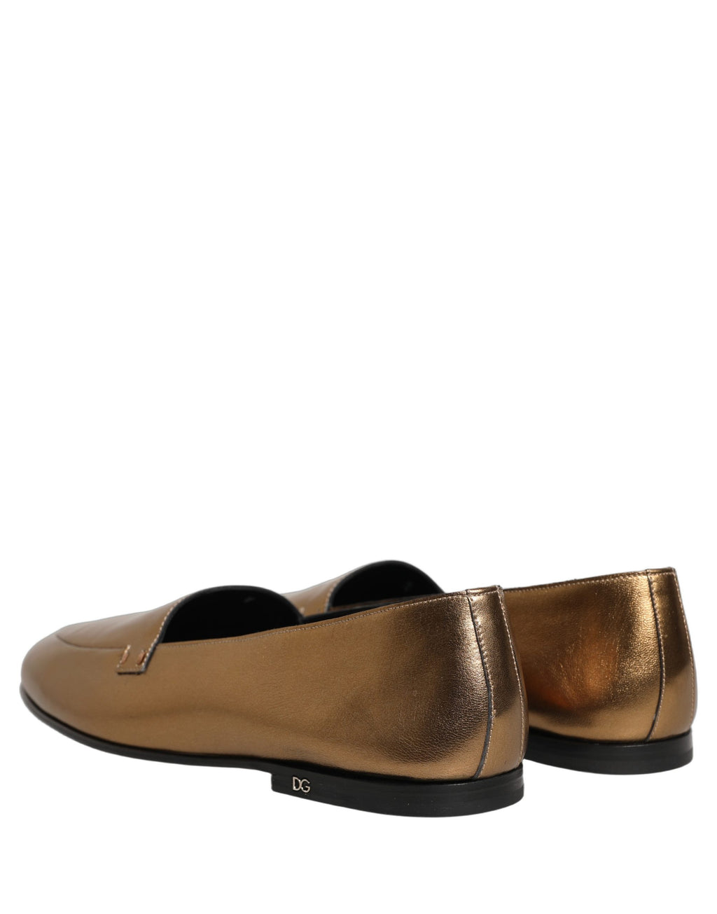 Dolce & Gabbana Gold Leather DG Logo Slip On Men Loafers Shoes Dolce & Gabbana