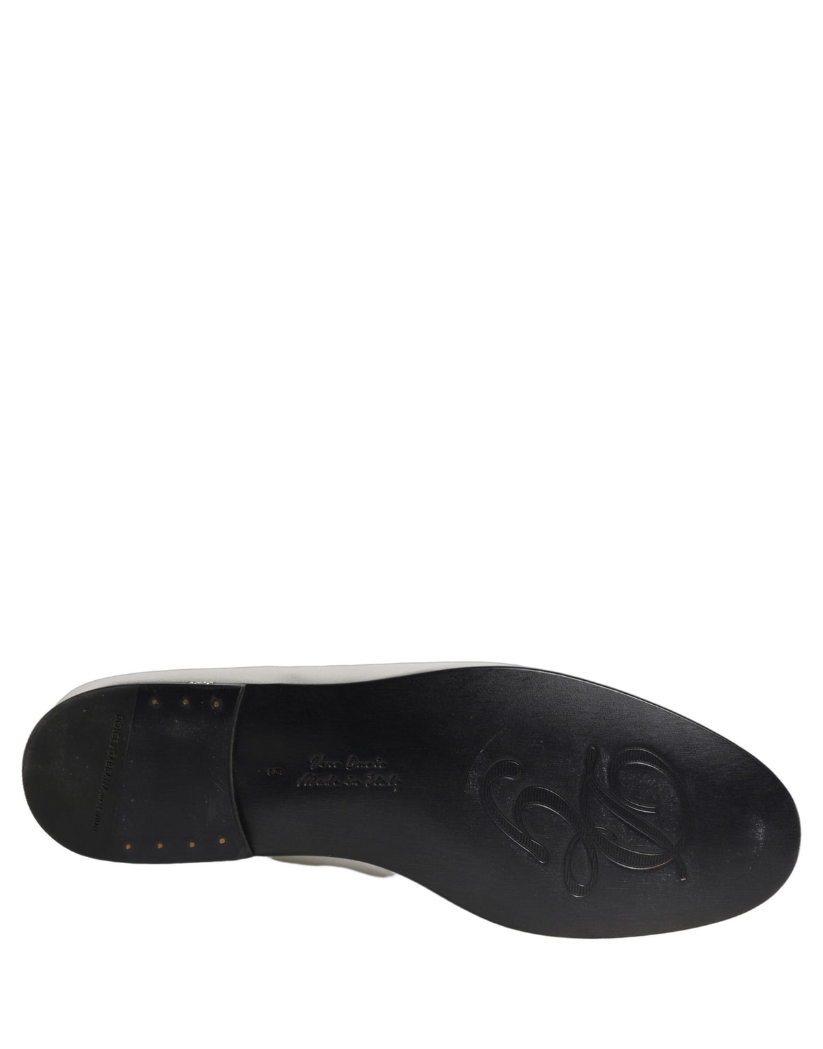 Dolce & Gabbana Silver Leather DG Logo Slip On Loafers Shoes Dolce & Gabbana