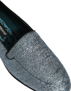 Dolce & Gabbana Blue Glitter Lurex DG Logo Dress Loafers Shoes Dolce & Gabbana