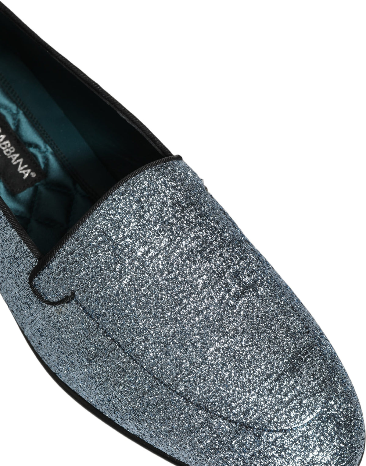 Dolce & Gabbana Blue Glitter Lurex DG Logo Dress Loafers Shoes Dolce & Gabbana