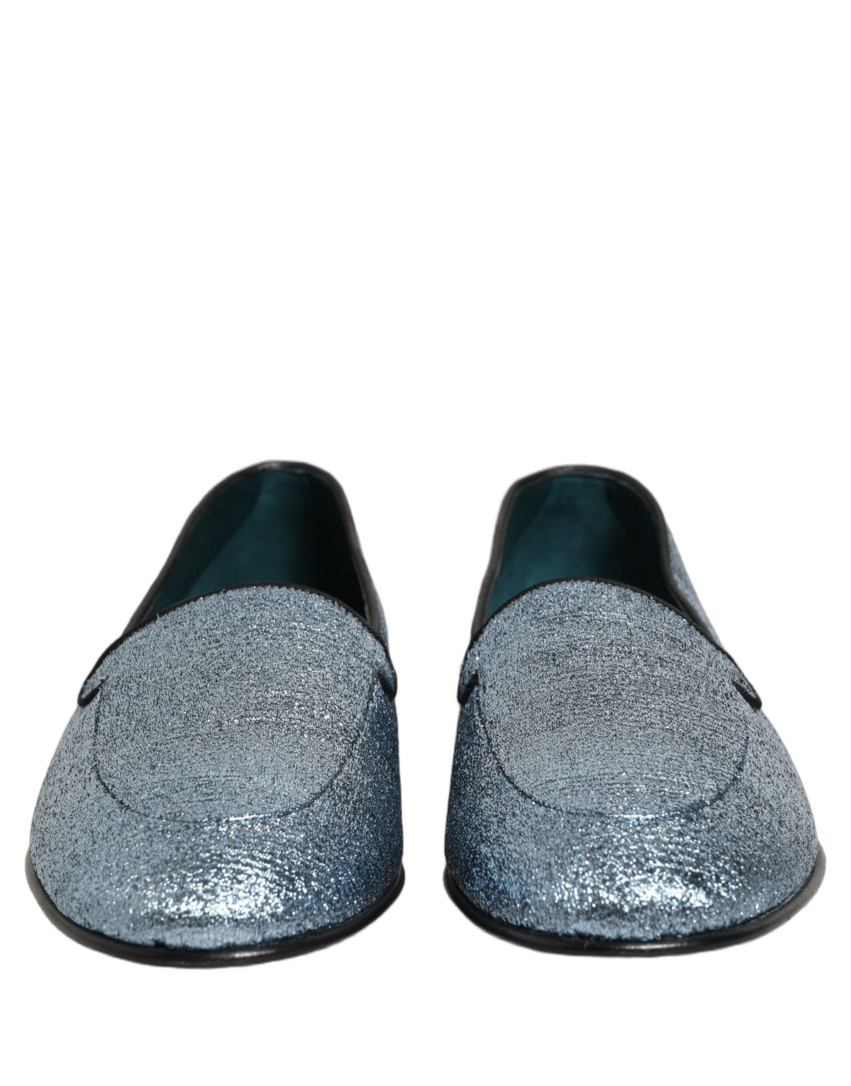 Dolce & Gabbana Blue Glitter Lurex DG Logo Dress Loafers Shoes Dolce & Gabbana