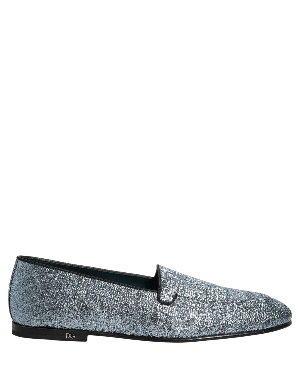 Dolce & Gabbana Blue Glitter Lurex DG Logo Dress Loafers Shoes Dolce & Gabbana
