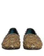 Dolce & Gabbana Gold Sequin Embellished Dress Loafers Shoes Dolce & Gabbana