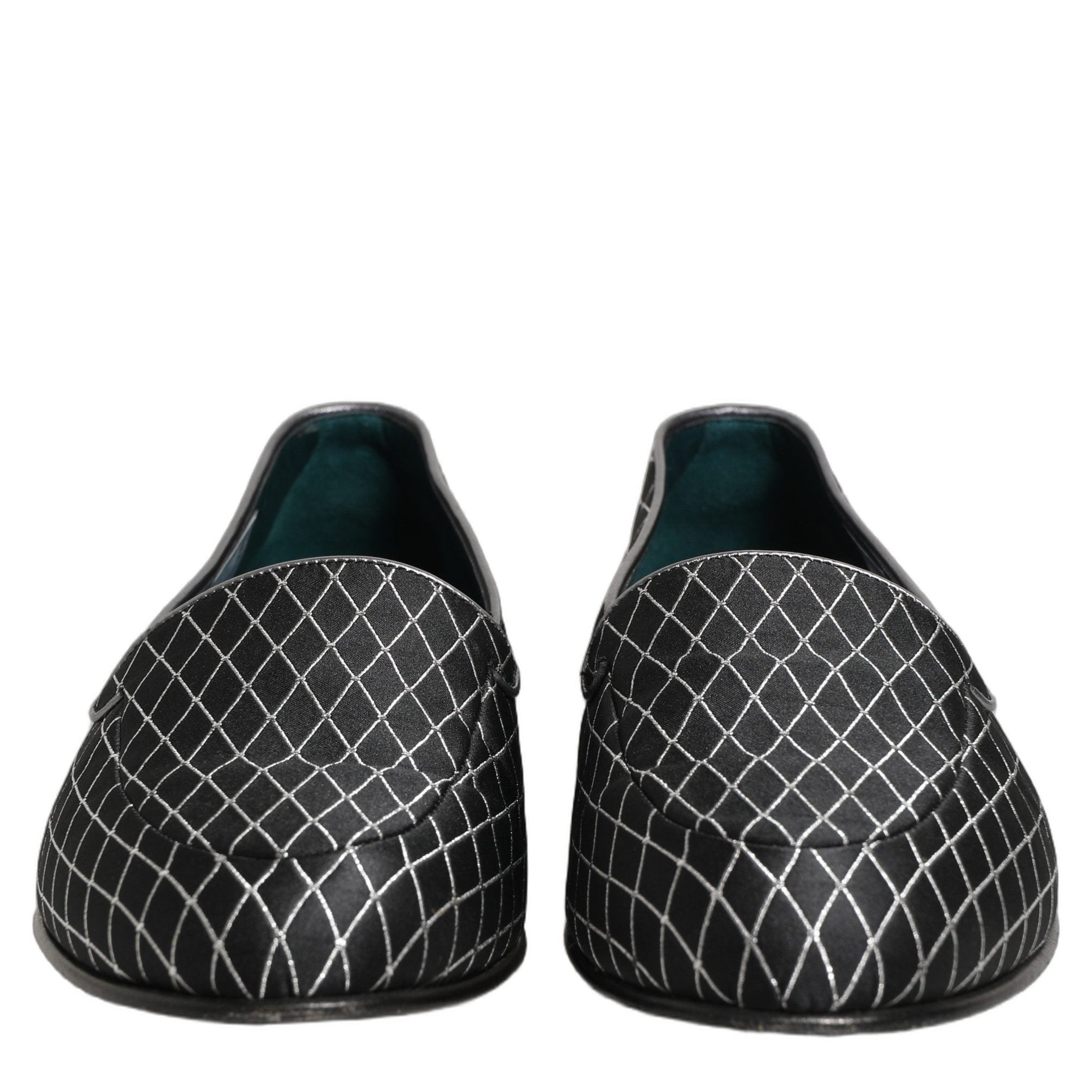 Dolce & Gabbana Black Velvet Diamond Stitched Loafers Shoes Dolce & Gabbana