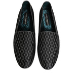 Dolce & Gabbana Black Velvet Diamond Stitched Loafers Shoes Dolce & Gabbana