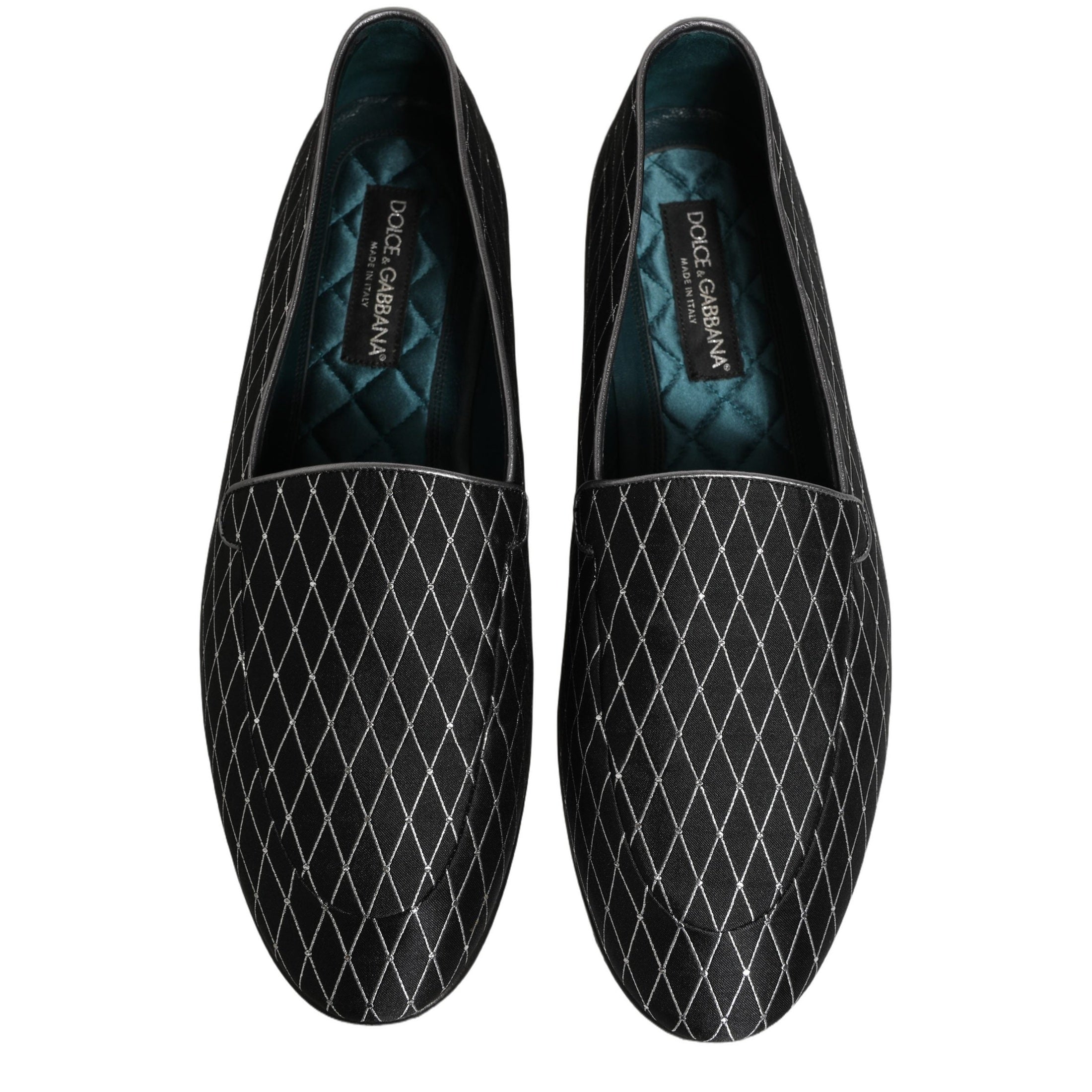 Dolce & Gabbana Black Velvet Diamond Stitched Loafers Shoes Dolce & Gabbana