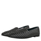 Dolce & Gabbana Black Velvet Diamond Stitched Loafers Shoes Dolce & Gabbana