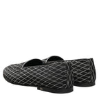 Dolce & Gabbana Black Velvet Diamond Stitched Loafers Shoes Dolce & Gabbana