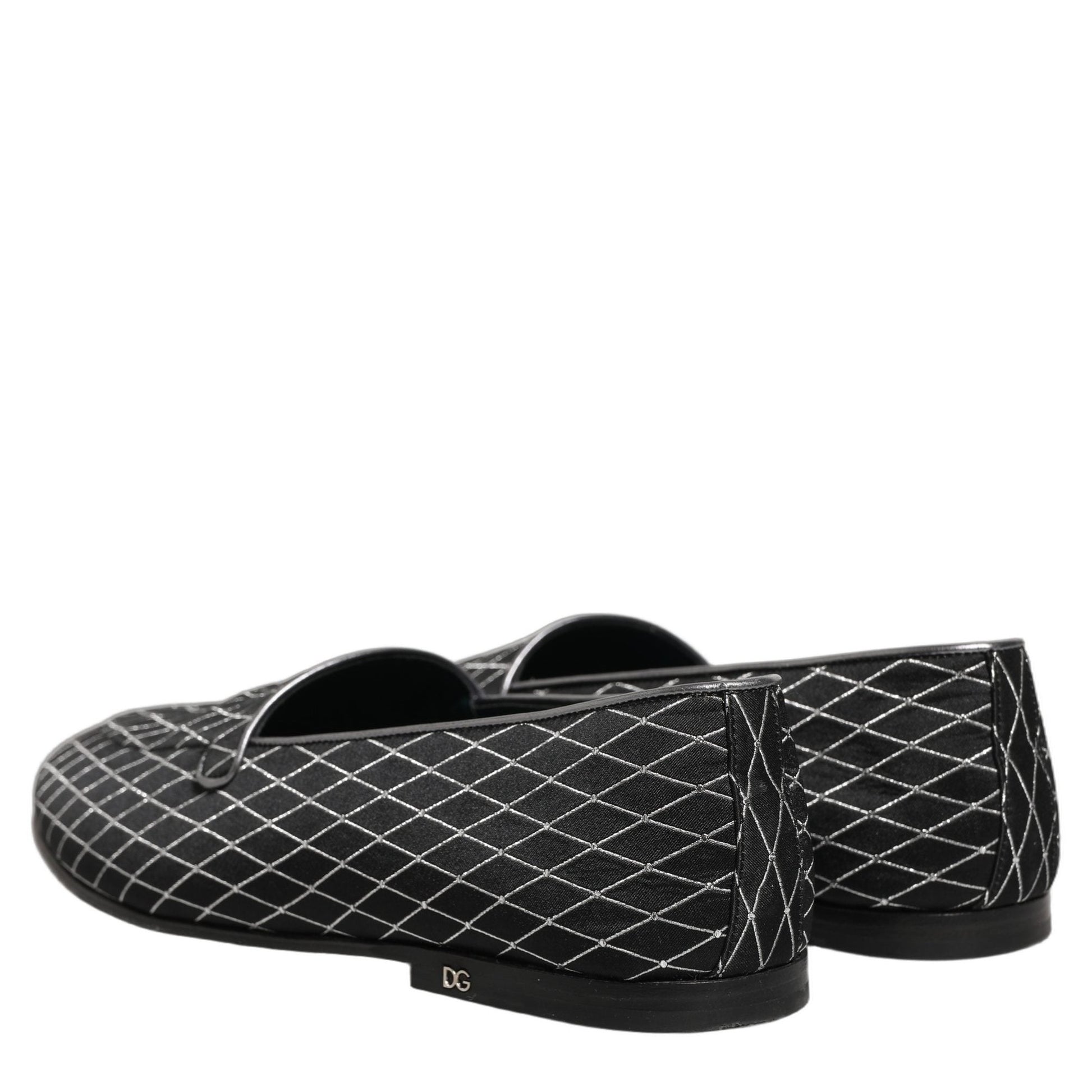 Dolce & Gabbana Black Velvet Diamond Stitched Loafers Shoes Dolce & Gabbana