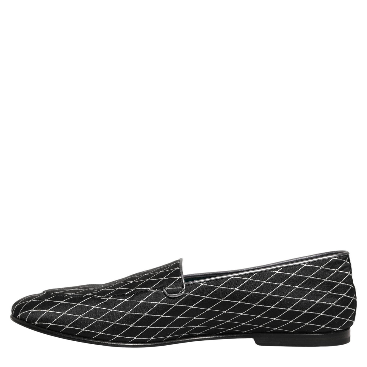 Dolce & Gabbana Black Velvet Diamond Stitched Loafers Shoes Dolce & Gabbana