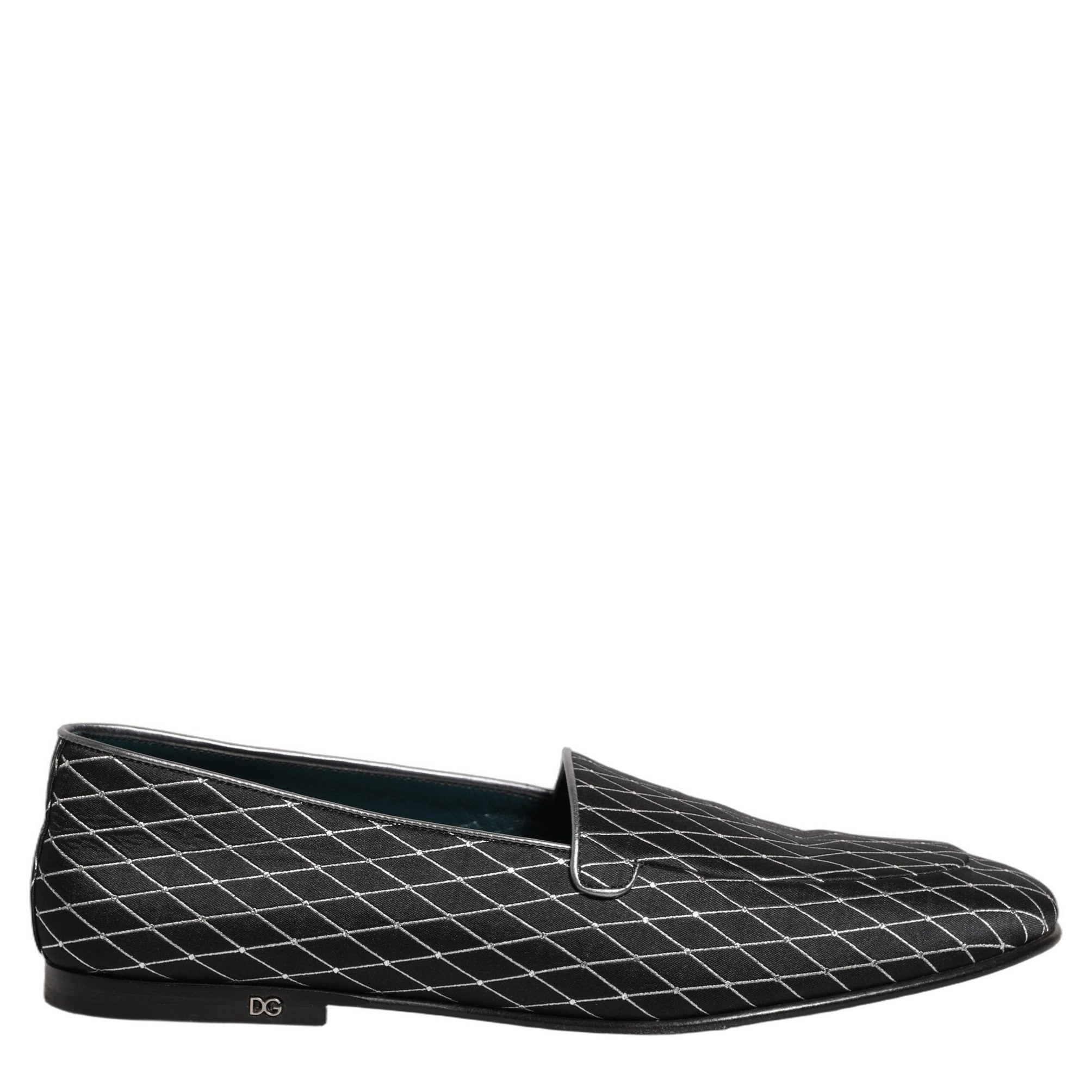 Dolce & Gabbana Black Velvet Diamond Stitched Loafers Shoes Dolce & Gabbana