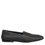 Dolce & Gabbana Black Velvet Diamond Stitched Loafers Shoes Dolce & Gabbana