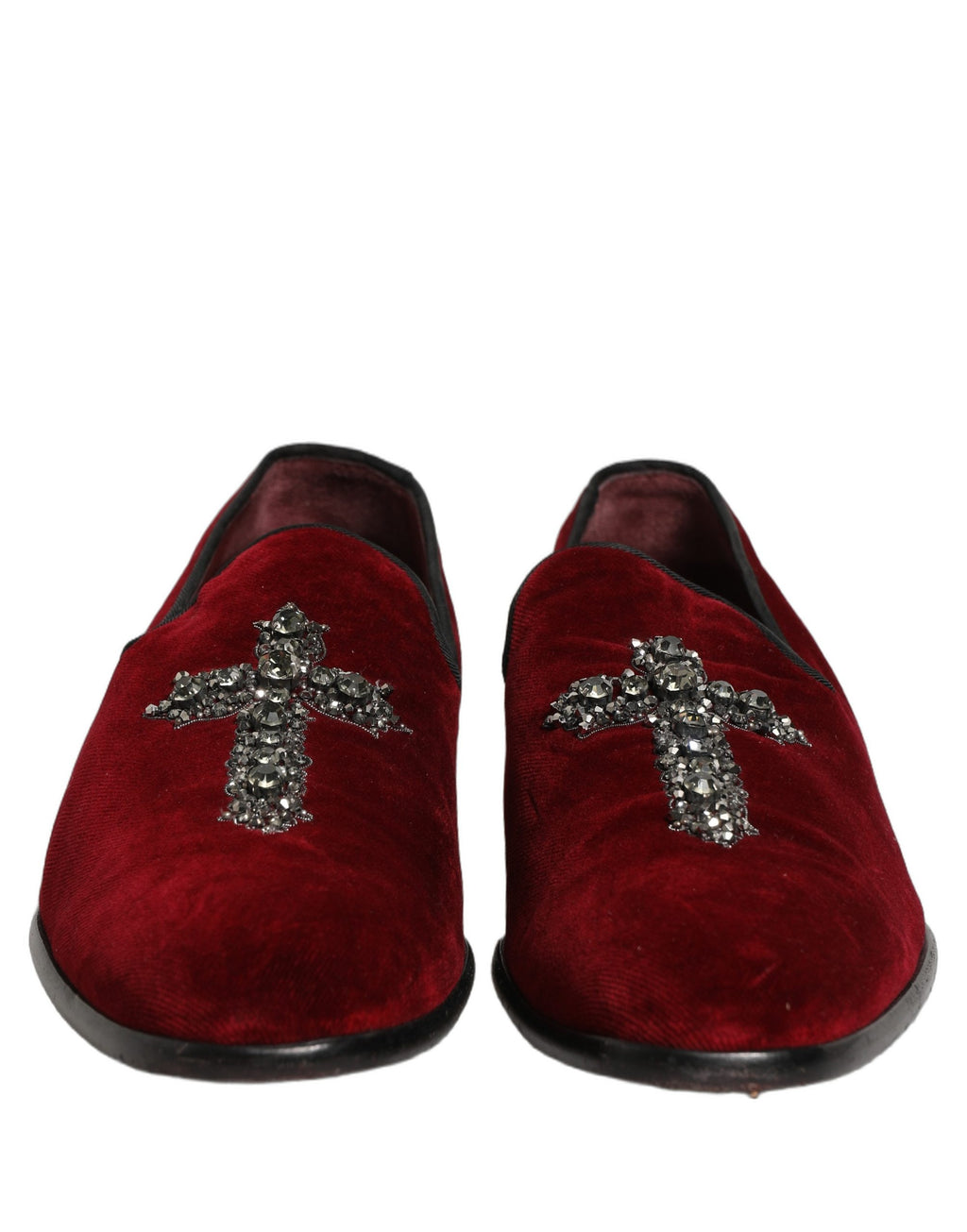 Dolce & Gabbana Maroon Suede Cross Slip On Dress Loafers Shoes Dolce & Gabbana