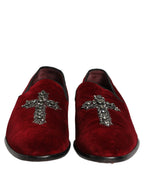 Dolce & Gabbana Maroon Suede Cross Slip On Dress Loafers Shoes Dolce & Gabbana
