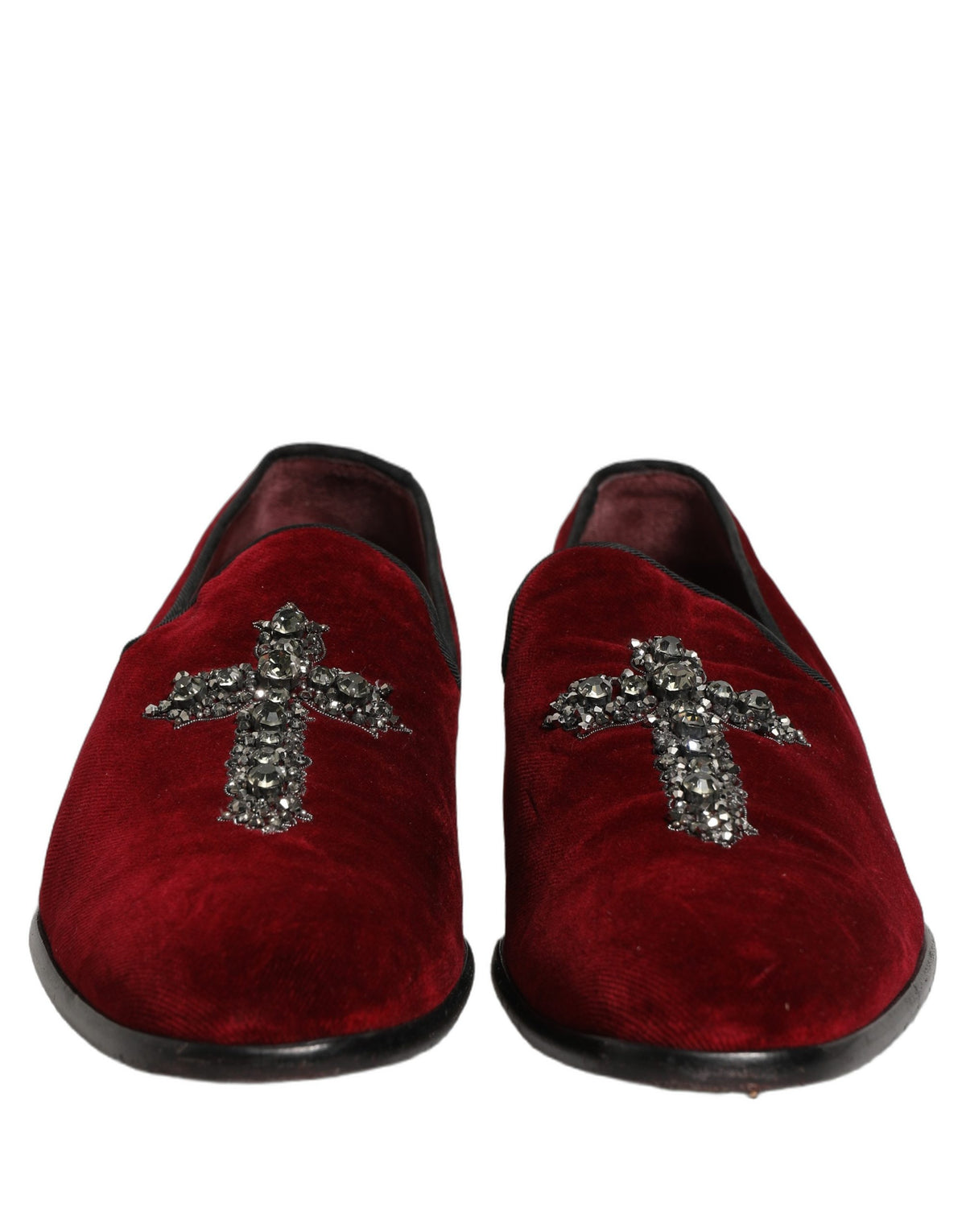Dolce & Gabbana Maroon Suede Cross Slip On Dress Loafers Shoes Dolce & Gabbana