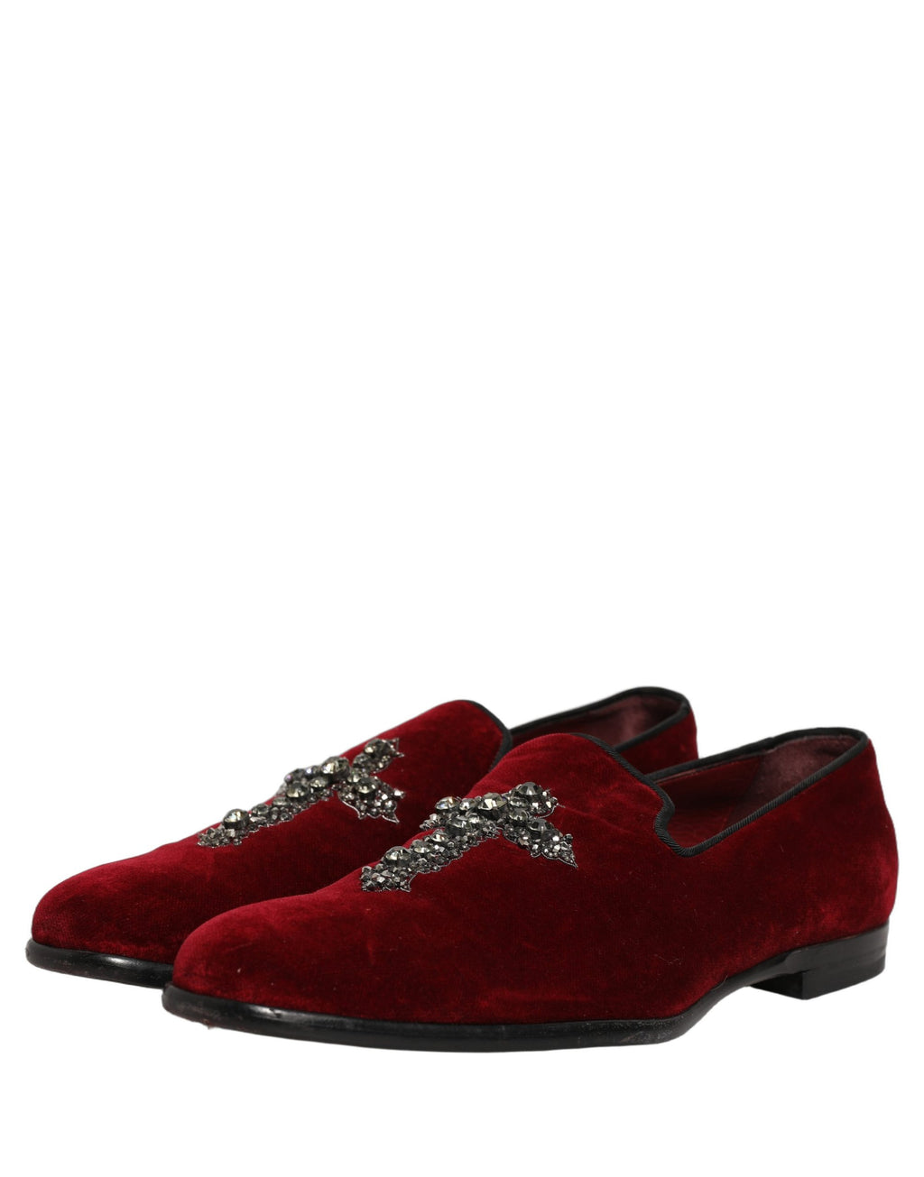 Dolce & Gabbana Maroon Suede Cross Slip On Dress Loafers Shoes Dolce & Gabbana