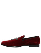 Dolce & Gabbana Maroon Suede Cross Slip On Dress Loafers Shoes Dolce & Gabbana