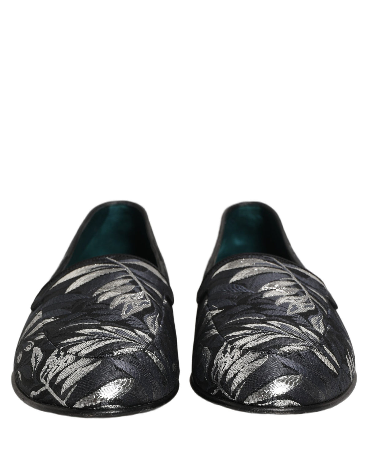 Dolce & Gabbana Black Leaf Embroidery Dress Men Loafers Shoes Dolce & Gabbana