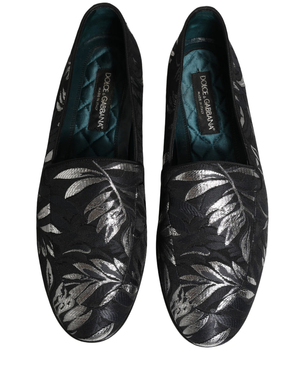 Dolce & Gabbana Black Leaf Embroidery Dress Men Loafers Shoes Dolce & Gabbana